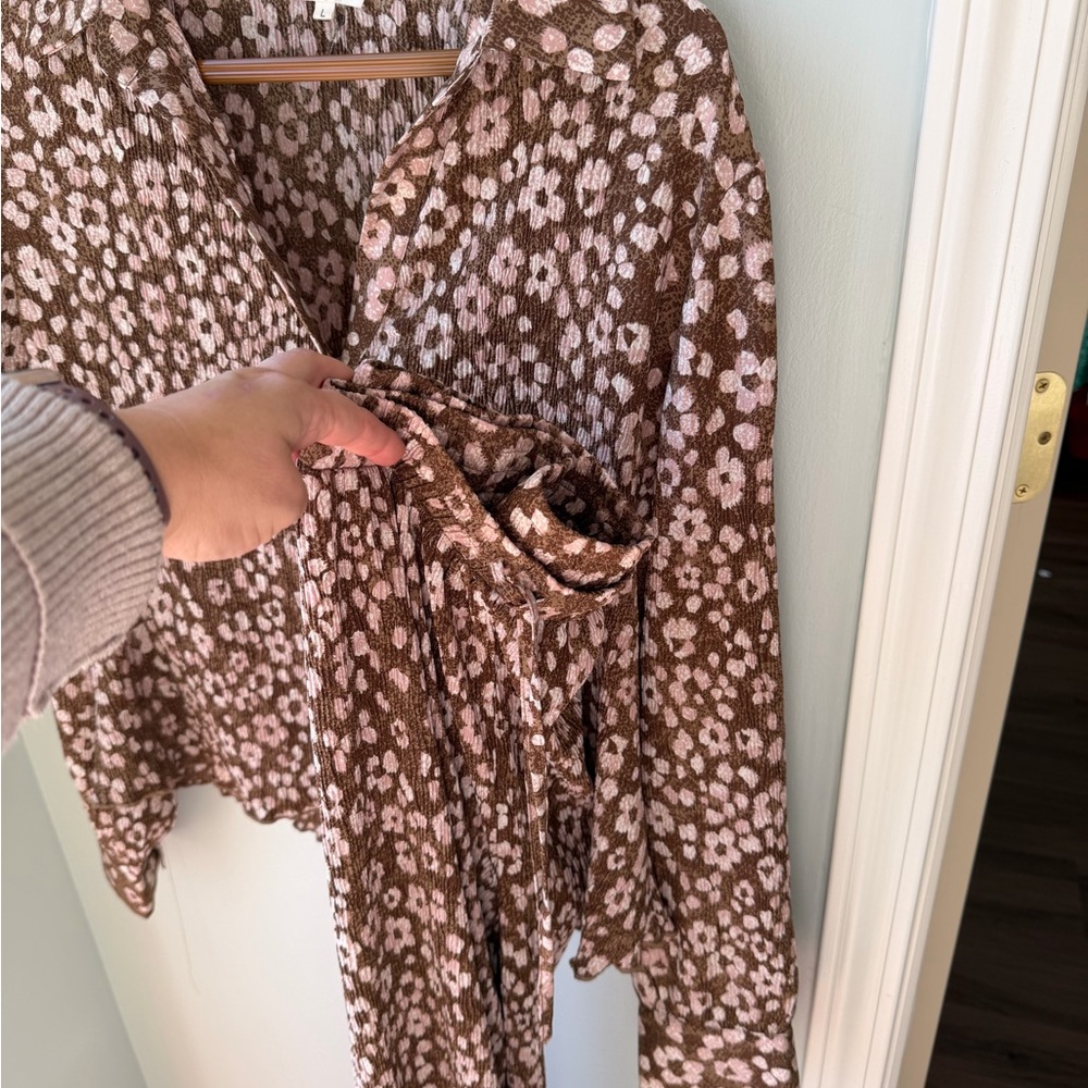 Brown and Pink Floral Blouse